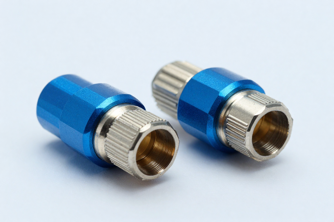 Macro photograph of dripless quick-disconnect coolant couplings